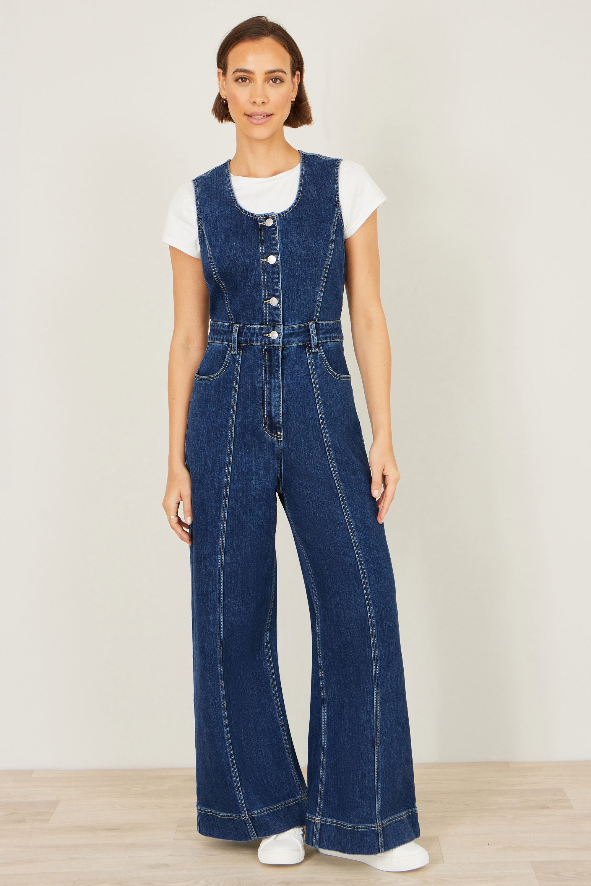 Combinaison ajustée en jean stretch Yumi Blue