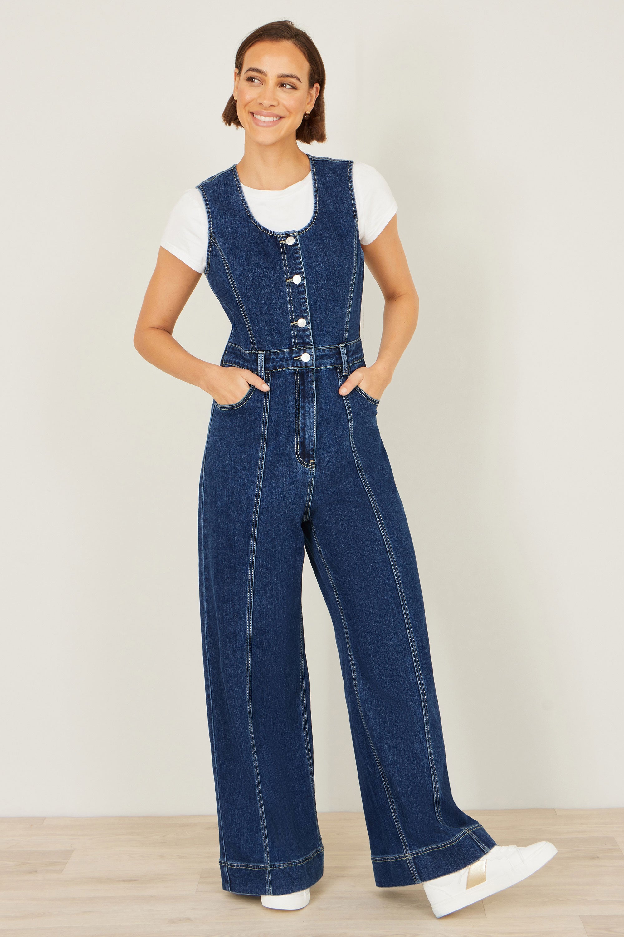 Combinaison ajustée en jean stretch Yumi Blue