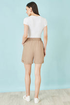 Yumi Brown Pleat Front Shorts