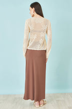 Yumi Brown Viscose Maxi Skirt