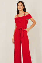Combinaison Bardot extensible rouge Yumi