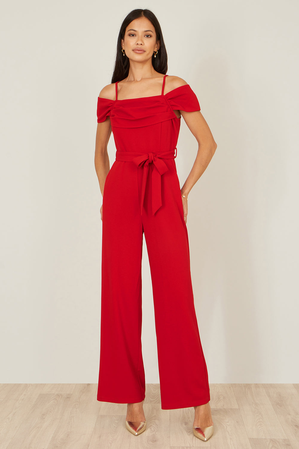 Combinaison Bardot extensible rouge Yumi