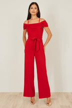 Combinaison Bardot extensible rouge Yumi
