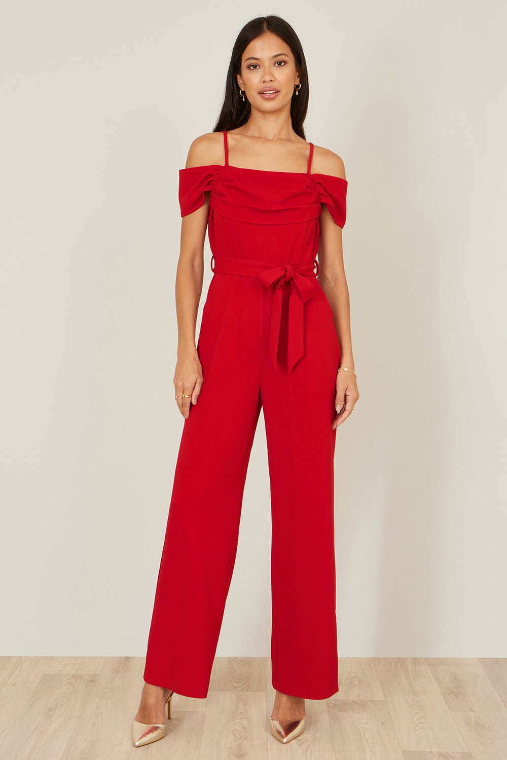 Combinaison Bardot extensible rouge Yumi