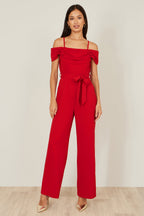 Combinaison Bardot extensible rouge Yumi