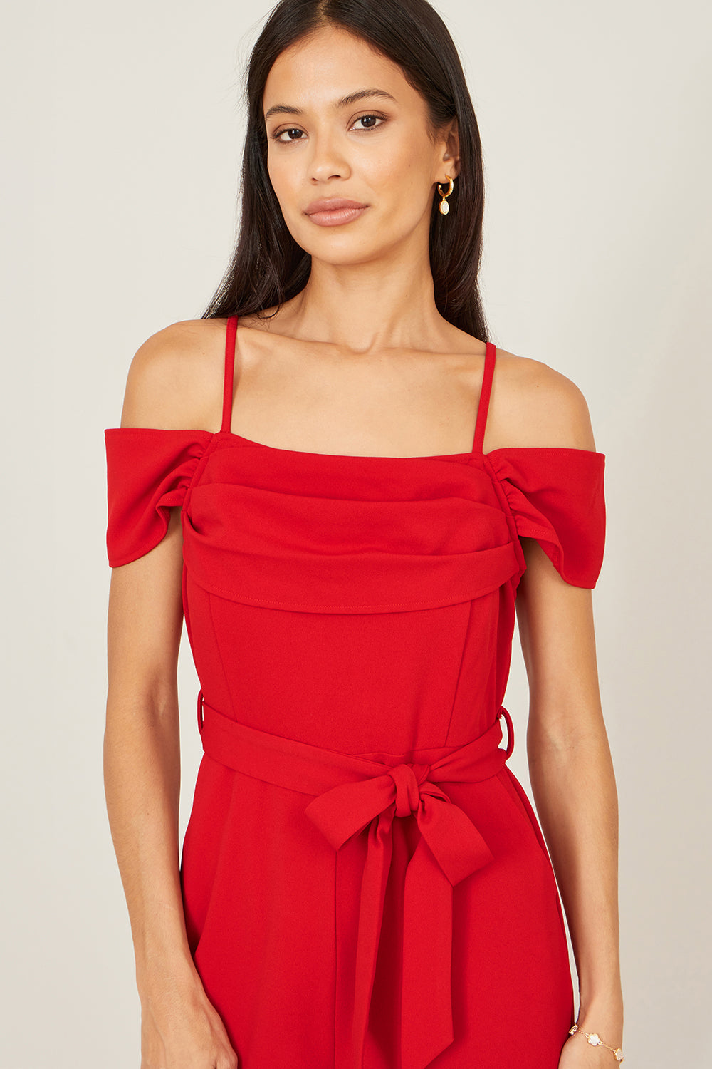 Combinaison Bardot extensible rouge Yumi