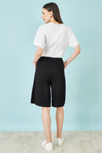 Yumi Black Cotton Bermuda Shorts