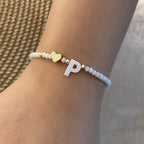 26 Letters White Shell Beaded Bracelet for Women