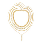 5-Piece Multi-Layer Twisted Metal Rod Tassel Necklace Set