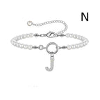 A-Z Letter Pendant Pearl Bracelet