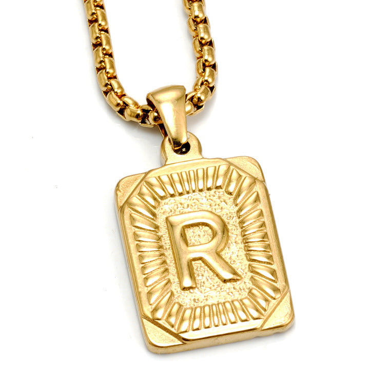 A-Z Alphabet Titanium Steel Letter Pendant Necklace