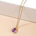 Amethyst Rough Stone Gold Plated Pendant Necklace
