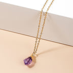 Amethyst Rough Stone Gold Plated Pendant Necklace