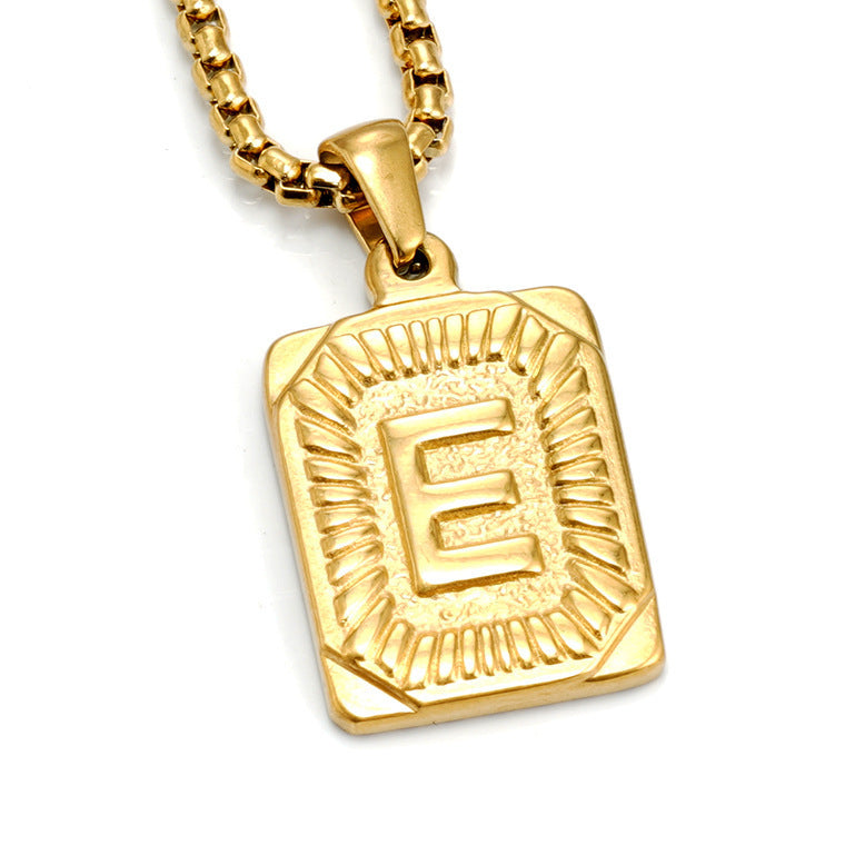 A-Z Alphabet Titanium Steel Letter Pendant Necklace