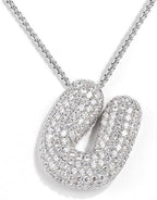 A-Z Zircon Balloon English Letter Necklace, Gold & Silver