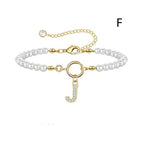 A-Z Letter Pendant Pearl Bracelet