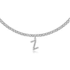A-Z Letter Zircon Necklace, Silver & Gold
