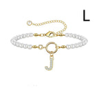 A-Z Letter Pendant Pearl Bracelet