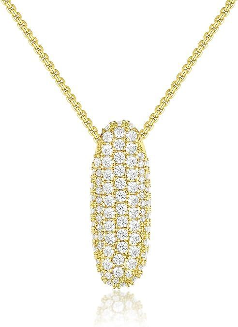 A-Z Zircon Balloon English Letter Necklace, Gold & Silver