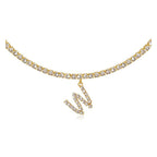 A-Z Letter Zircon Necklace, Silver & Gold