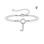 A-Z Letter Pendant Pearl Bracelet