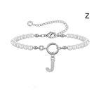 A-Z Letter Pendant Pearl Bracelet