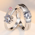 925 Sterling Silver Adjustable Couple Ring