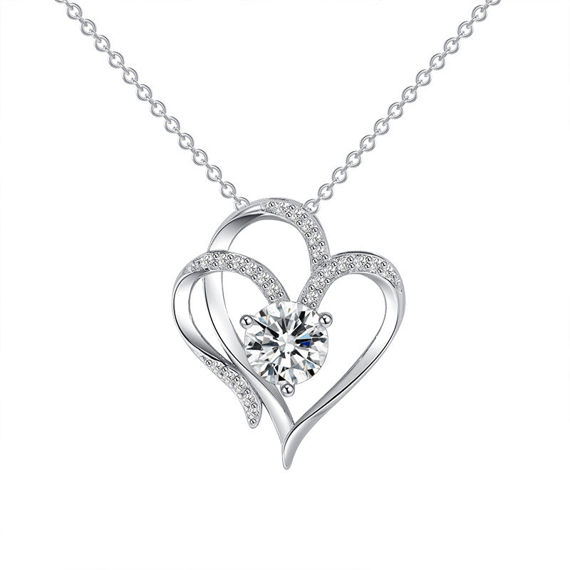 Heart Shaped Zircon Double Love Necklace