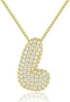 A-Z Zircon Balloon English Letter Necklace, Gold & Silver