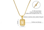 Alphabet Necklace 26 Letters Hollow Out Square