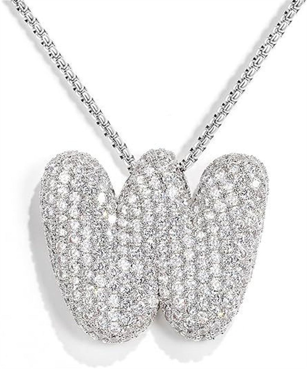 A-Z Zircon Balloon English Letter Necklace, Gold & Silver