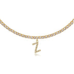 A-Z Letter Zircon Necklace, Silver & Gold