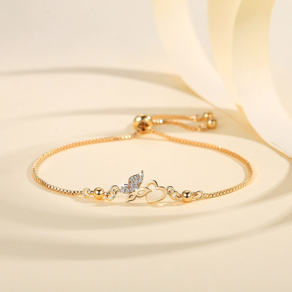 Adjustable Butterfly Heart Bracelet