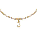 A-Z Letter Zircon Necklace, Silver & Gold