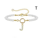 A-Z Letter Pendant Pearl Bracelet