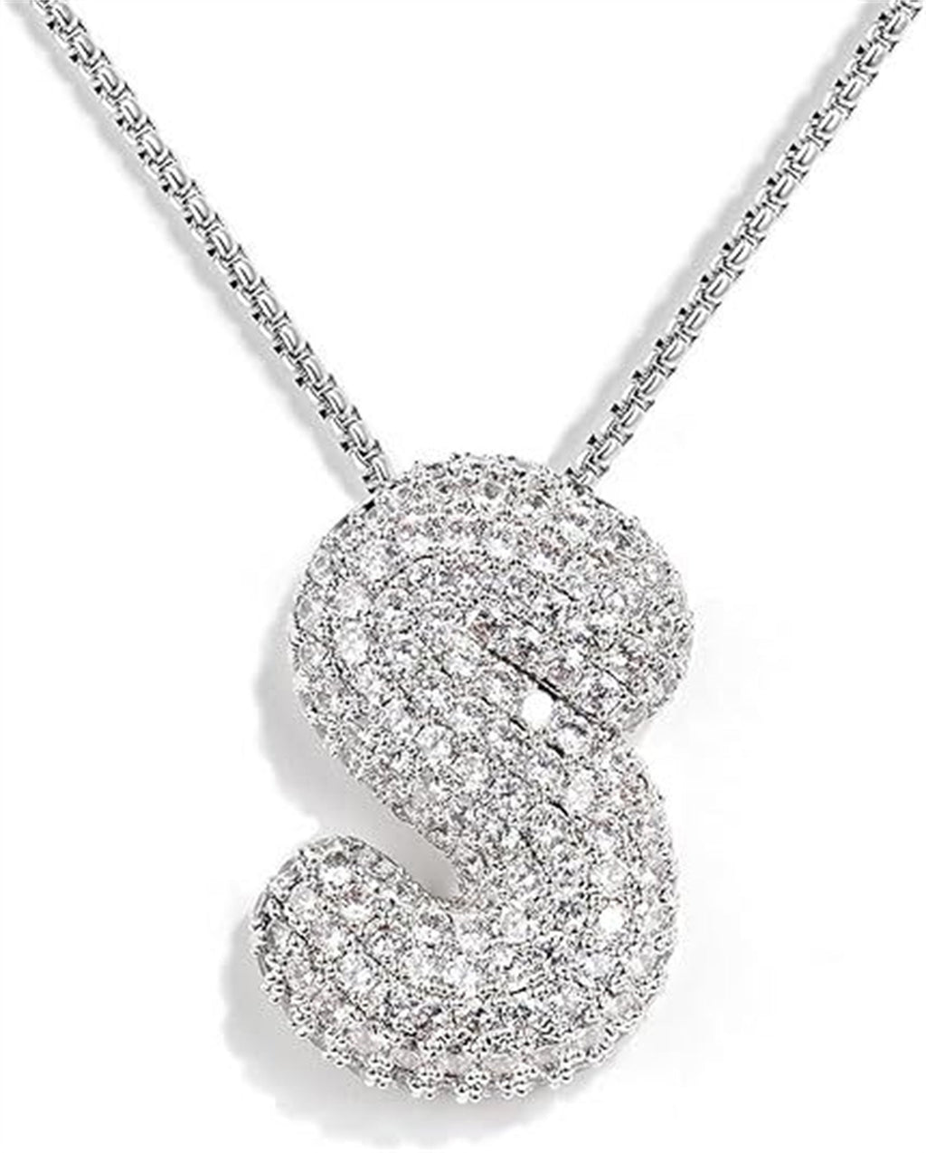 A-Z Zircon Balloon English Letter Necklace, Gold & Silver