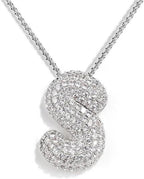 A-Z Zircon Balloon English Letter Necklace, Gold & Silver