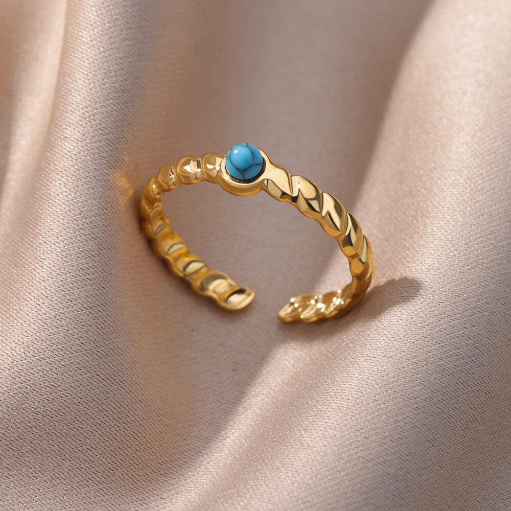 Round White Turquoise Ring - Adjustable