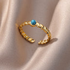 Round White Turquoise Ring - Adjustable