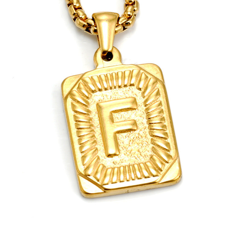 A-Z Alphabet Titanium Steel Letter Pendant Necklace