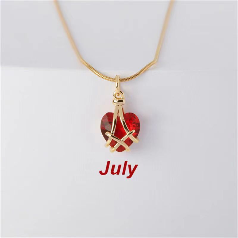 Birthstone Princess Style Love Necklace