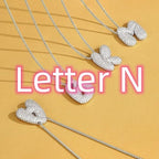 A-Z Zircon Balloon English Letter Necklace, Gold & Silver