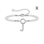 A-Z Letter Pendant Pearl Bracelet
