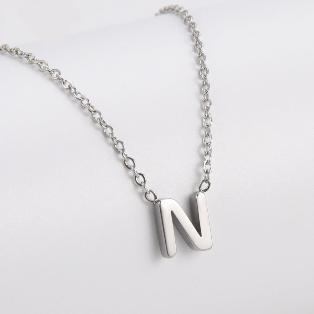 26 English Letter Steel Color Necklace
