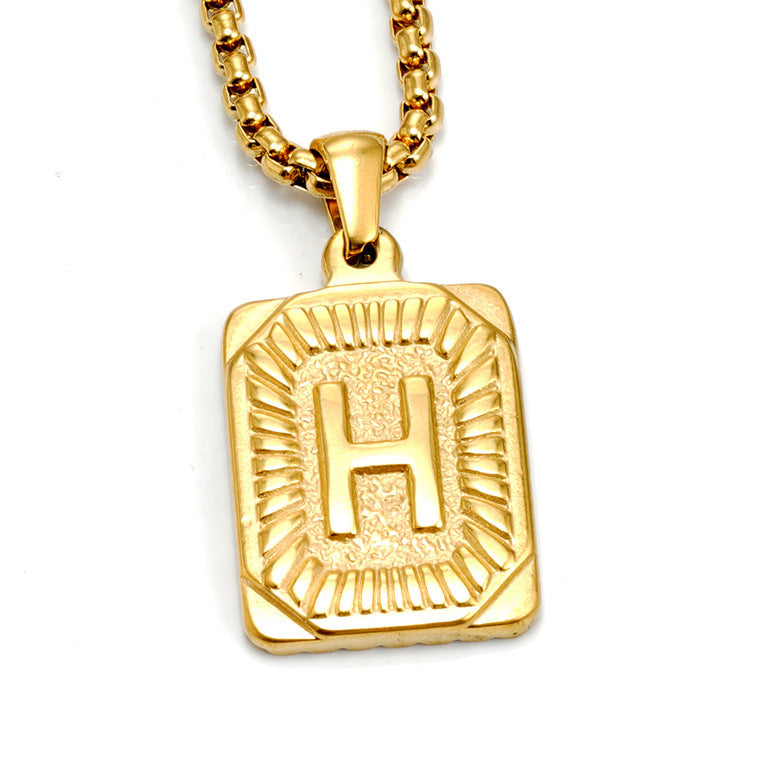 A-Z Alphabet Titanium Steel Letter Pendant Necklace