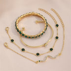 4-Piece Green Diamond Stretch Bracelet Set