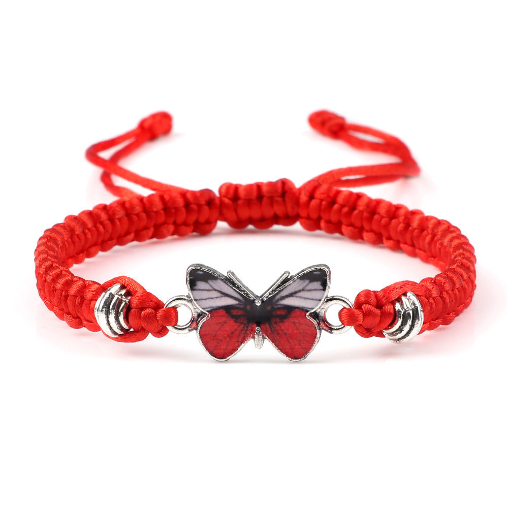 Adjustable Couple Butterfly Buckle Braided Bracelet
