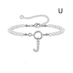 A-Z Letter Pendant Pearl Bracelet