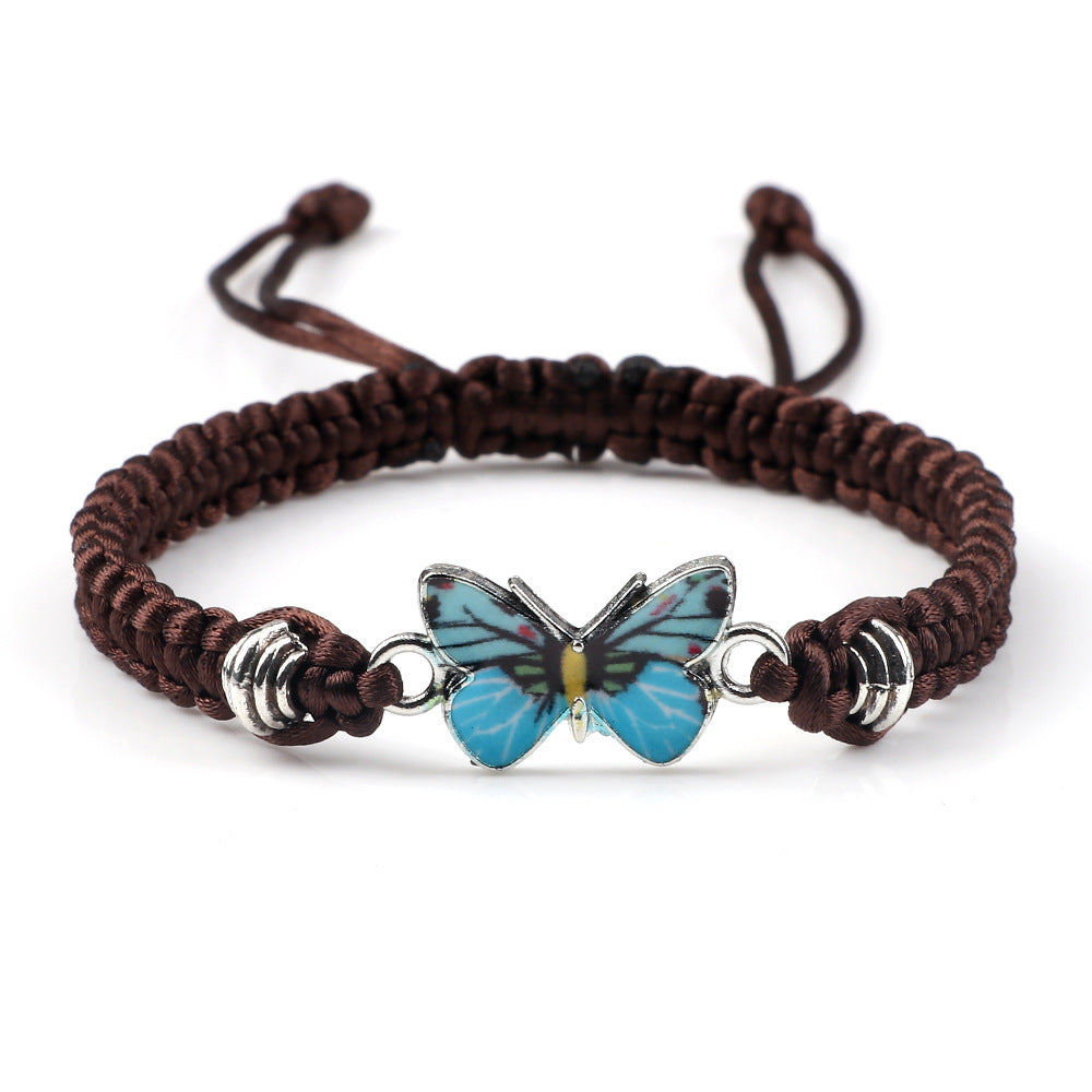 Adjustable Couple Butterfly Buckle Braided Bracelet