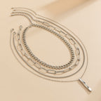 5-Piece Multi-Layer Twisted Metal Rod Tassel Necklace Set